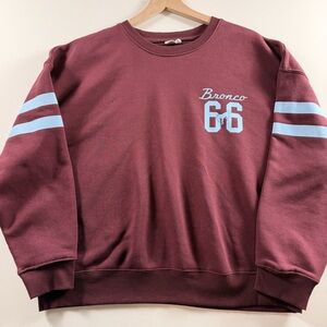 Ford Bronco 1966 Vintage-Style Crewneck Burgundy Sweatshirt Unisex Fit XL